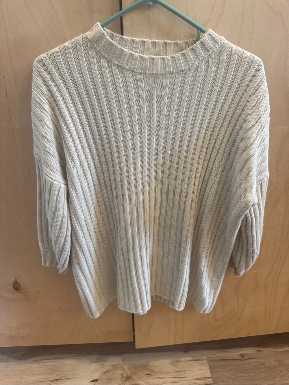 Mazik Cream Ribbed Crewneck Sweater